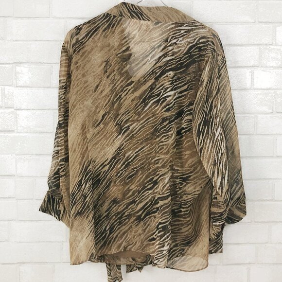 Emma James Animal Print Sheer Wrap Blouse & Brown Sheer Tank Top Size 24W - Picture 6 of 6